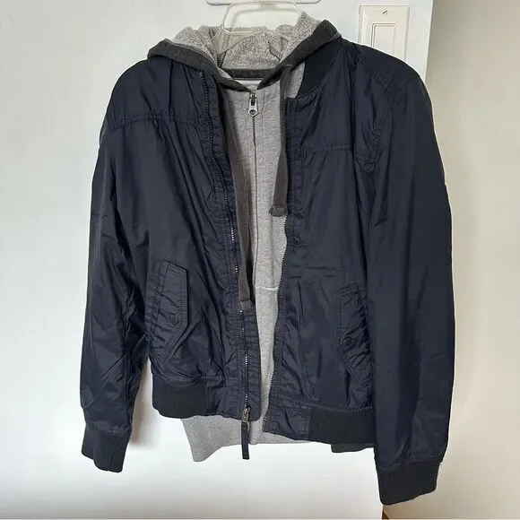 Mens lightweight bomber jacket bundle with Hoodie Zip Up Jacket - Navy Grey